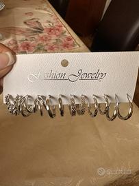 6 paia orecchini color argento