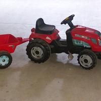 TRATTORE GIOCATTOLO A PEDALI CON RIMORCHIO SMOBY