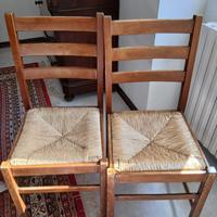 2 sedie in legno e paglia