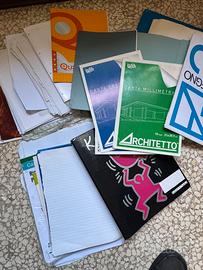Fogli, quaderni, carta millimetrata/trasparente
