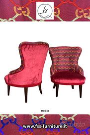 Coppia poltrone da camera Vintage tessuto Gucci