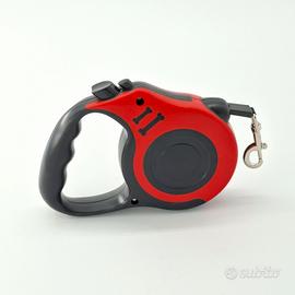 Guinzaglio retrattile cane 5 m rosso con blocco