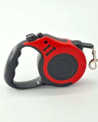 Guinzaglio retrattile cane 5 m rosso con blocco
