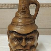 VECCHIA BOTTIGLIA LIQUORE FINTO LEGNO INTAGLIATO 