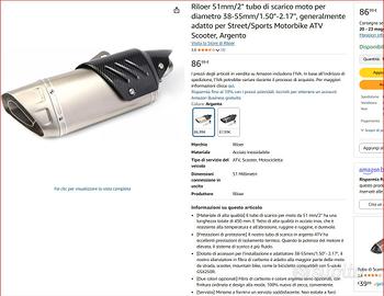 scarico 38/51mm moto scooter