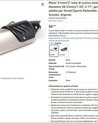 scarico 38/51mm moto scooter