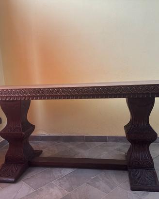 Tavolo in legno massiccio di quercia con 6 sedie