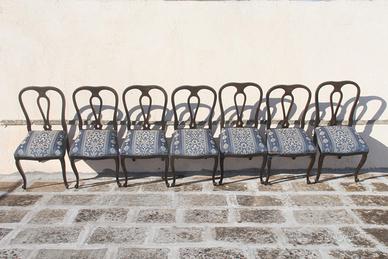 set 8 sedie vintage stile Queen Anne LuiGi XV