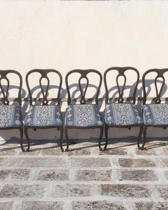 set 8 sedie vintage stile Queen Anne LuiGi XV