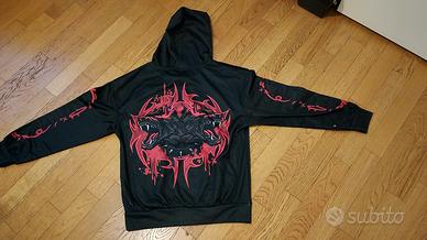 felpa nera con disegno rosso di cerbero, xs