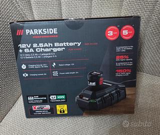 Batteria 2,5ah Con Caricabatterie 6a 12v Parkside