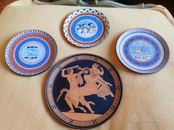 Piatti cretesi terracotta dipinta a punta pennello