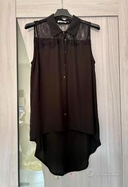 Camicetta nera lunga con pizzo