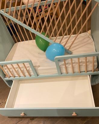 Lettino IKEA MYLLRA sponda abbassabile + materasso