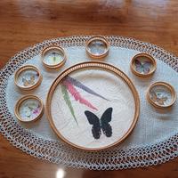 Vassoio e sottobicchieri vintage bambù e farfalle
