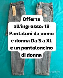 18 pantaloni uomo e donna da S a XL e 1 p c donna