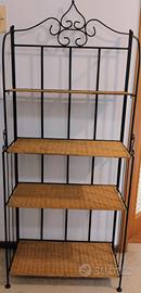 Libreria ferro battuto lavorato e rattan