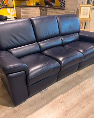 Divano 3 posti Chateau d’Ax pelle blu c/2 recliner