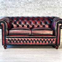 Divano Chesterfield inglese vintage in pelle