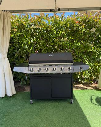 Barbecue a gas nero a 6 bruciatori