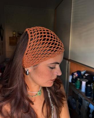 Bandana color rame metallizzata uncinetto