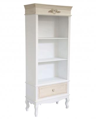 Libreria Shabby Chic Bianca 3 Ripiani con Cassetto