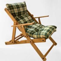 Poltrona in legno relax con cuscino fantasia quadr