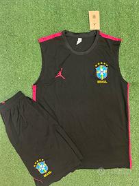 Completo Sportivo Brasile Nero e Rosa – Canotta+pa