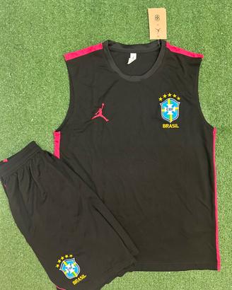 Completo Sportivo Brasile Nero e Rosa – Canotta+pa