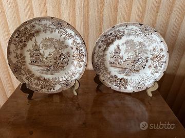 Coppia piatti antichi Colandine S.C.R. decoro 