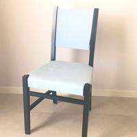 4 SEDIE IN LEGNO NERO CON TESSUTO AZZURRO