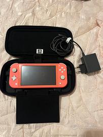 Nintendo switch Lite Rosa corallo+custodia+caricab
