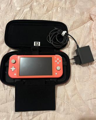 Nintendo switch Lite Rosa corallo+custodia+caricab