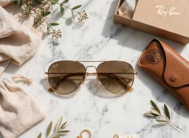 Occhiali Rayban Aviator oro lenti marroni sfunate