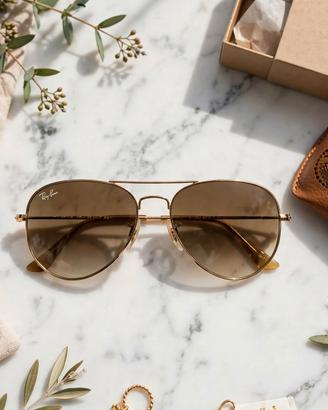 Occhiali Rayban Aviator oro lenti marroni sfunate