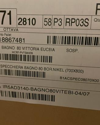 Specchiera da bagno 70x80 con luce led integrata