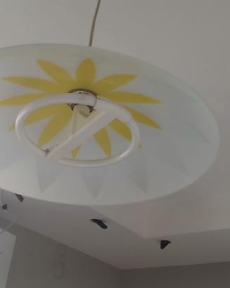 Lampadario a sospensione in vetro con decoro flore