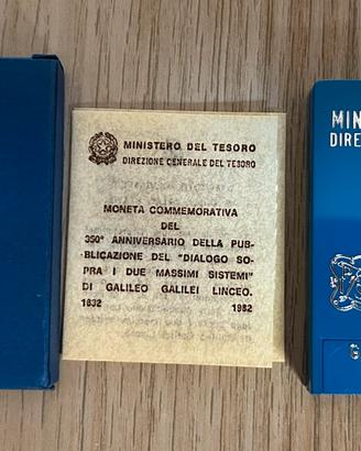 Moneta argento Lire 500 1982 Galilei