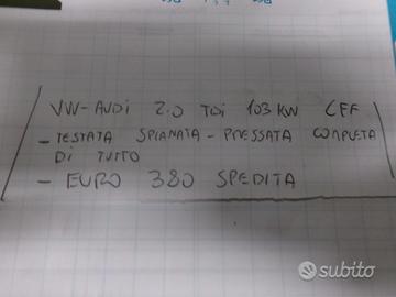 Testata spianata-pressata vw-audi 2.0 tdi 103kw cf