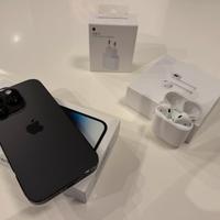 iPhone 14 Pro 128GB nero siderale + AirPods 2ª gen