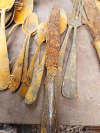 Posate antiche in ottone e metallo argentato – f