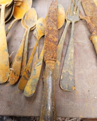 Posate antiche in ottone e metallo argentato – f