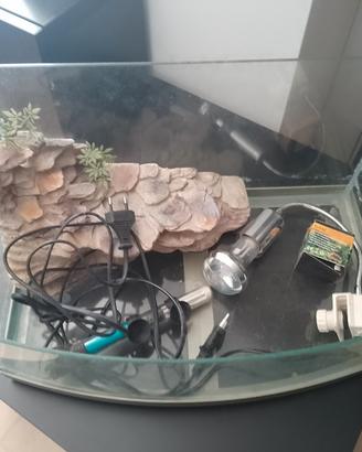 tartarughiera, lampada uvb+uva e termometro