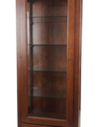 vetrina in legno noce 4 ripiani vetro+ cassetto