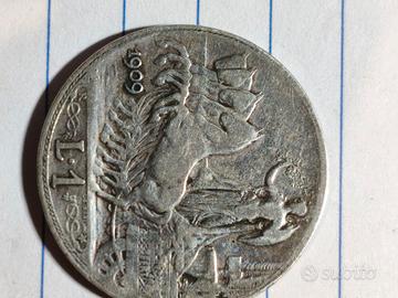 1 lira argento quadriga 1909