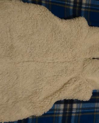 Gilet con cappuccio, in pelliccina bianca Blukids