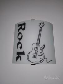 2 applique in vetro satinato e scritta rock 