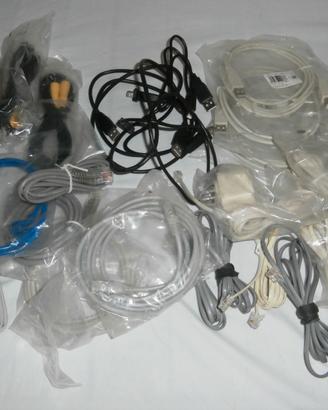 lotto cavi ethernet + telefonici + usb + video