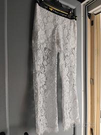 pantaloni con fiori bianchi 11-12 anni 