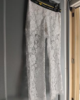 pantaloni con fiori bianchi 11-12 anni 